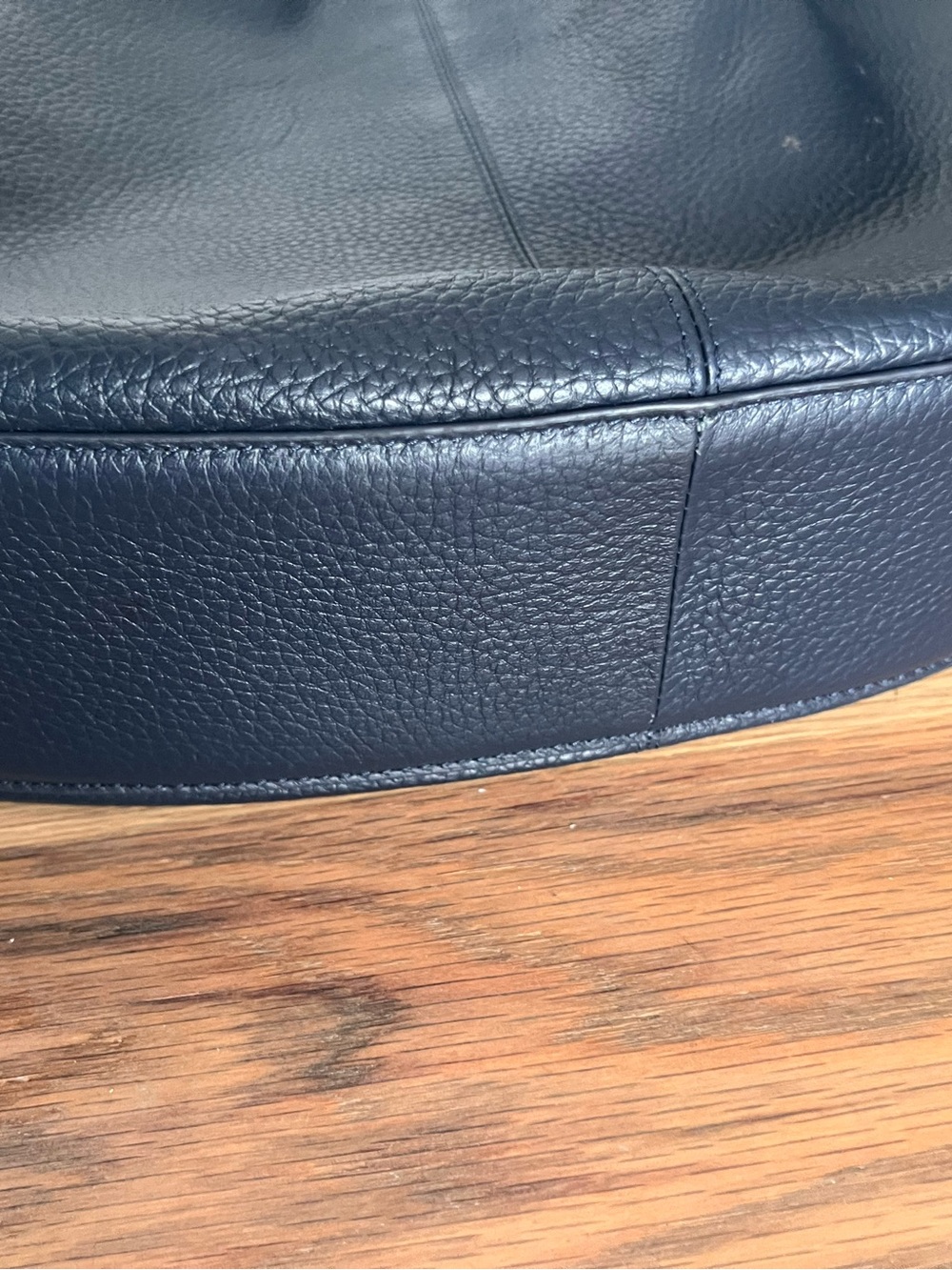 Behno Navy Pebbled Leather Drawstring Shoulder Bag - Picture 8 of 8
